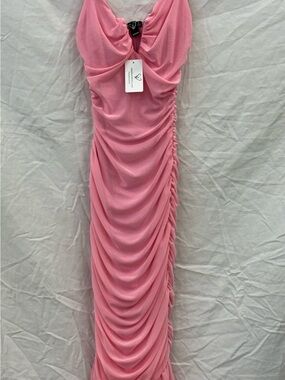 Windsor Pink Ruched Strapless Maxi Dress